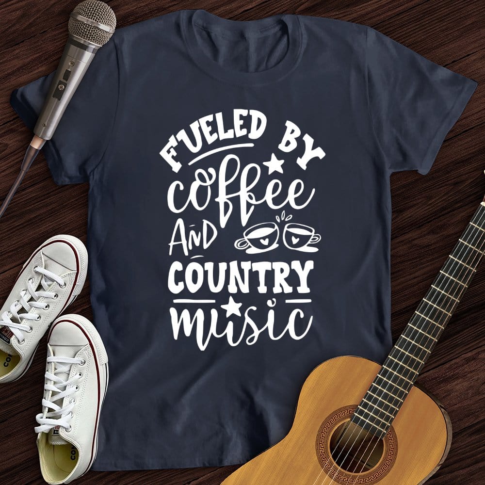 Printify T-Shirt Navy / S Coffee and Country Music T-Shirt