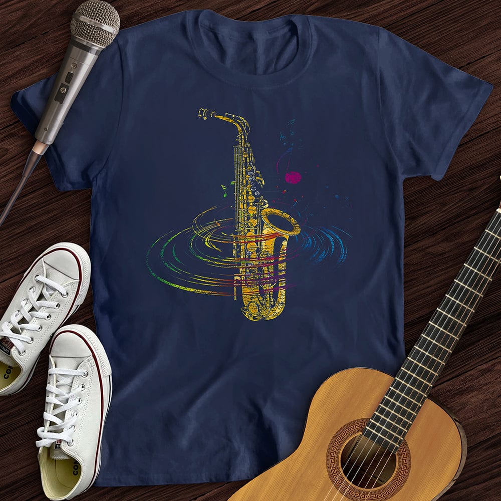 Printify T-Shirt Navy / S Colorful Sax T-Shirt