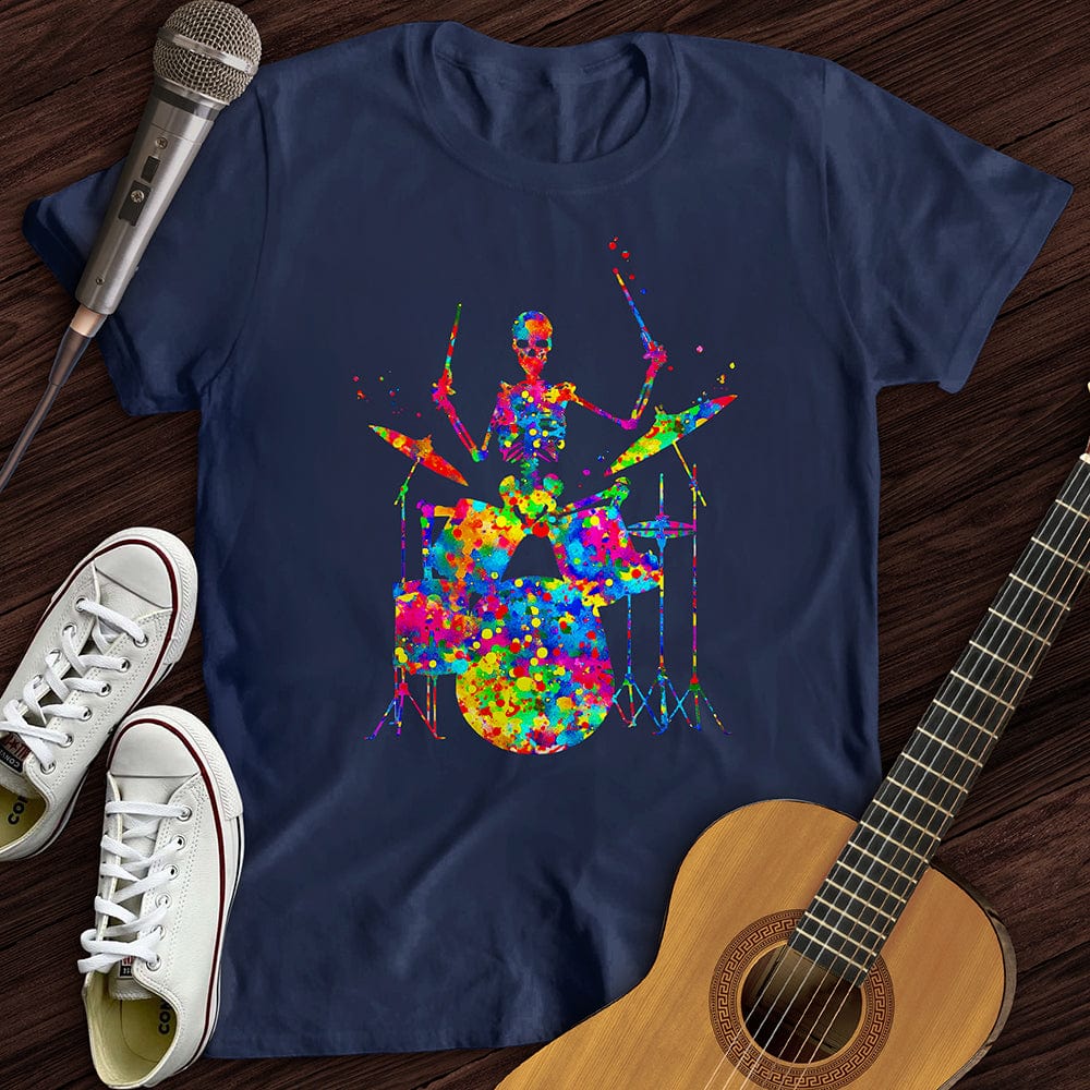 Printify T-Shirt Navy / S Colorful Souls Drummer T-Shirt