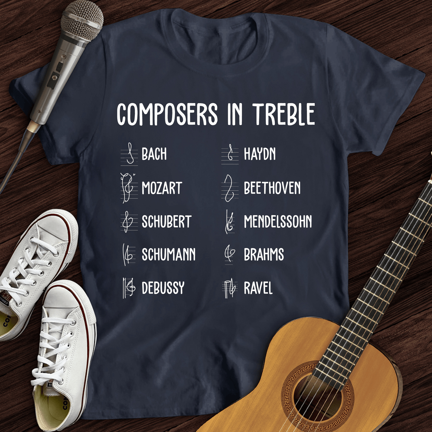 Printify T-Shirt Navy / S Composers In Treble T-Shirt