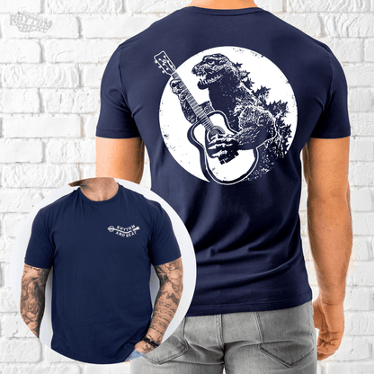 Printify T-Shirt Navy / S Dino Guitar T-Shirt