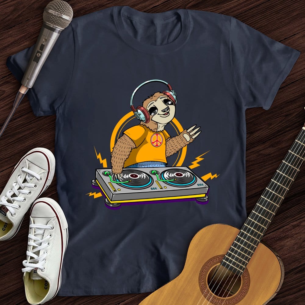 Printify T-Shirt Navy / S DJ Sloth T-Shirt