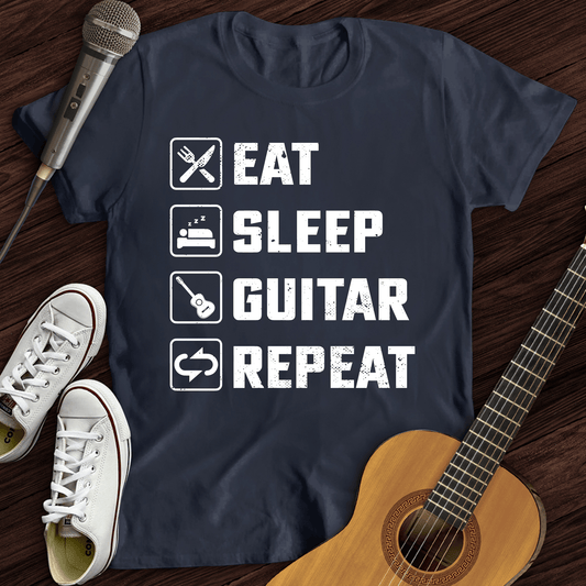 Printify T-Shirt Navy / S Eat, Sleep, Guitar, Repeat T-Shirt