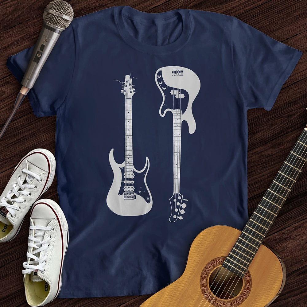 Printify T-Shirt Navy / S Electric and Bass Guitar T-Shirt