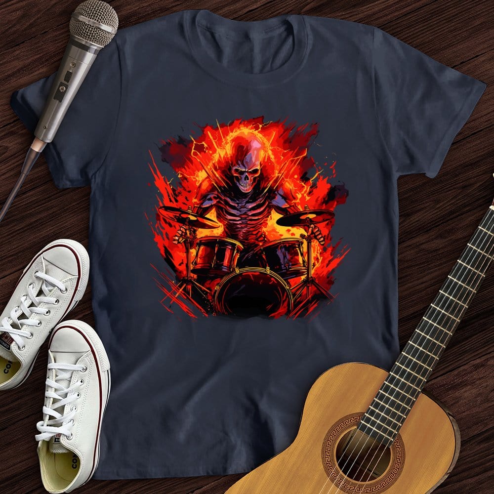 Printify T-Shirt Navy / S Fiery Drummer T-Shirt