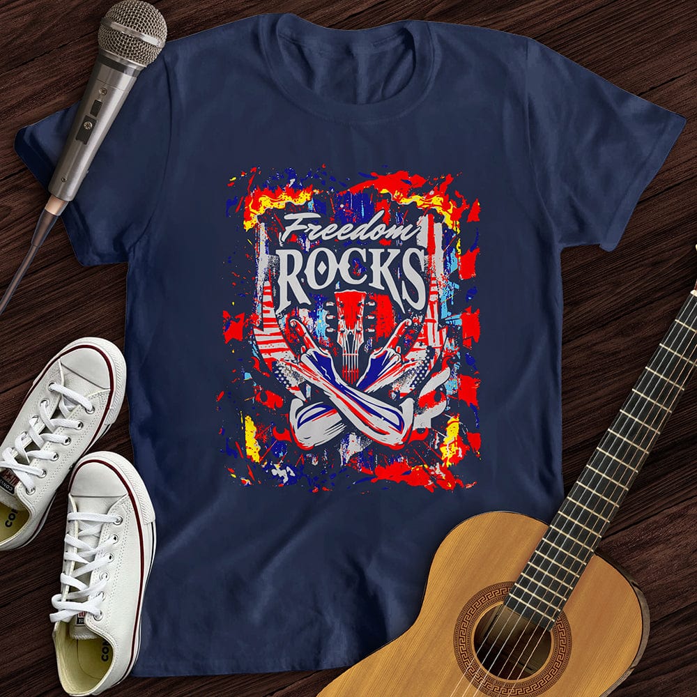 Printify T-Shirt Navy / S Freedom Totally Rocks T-Shirt
