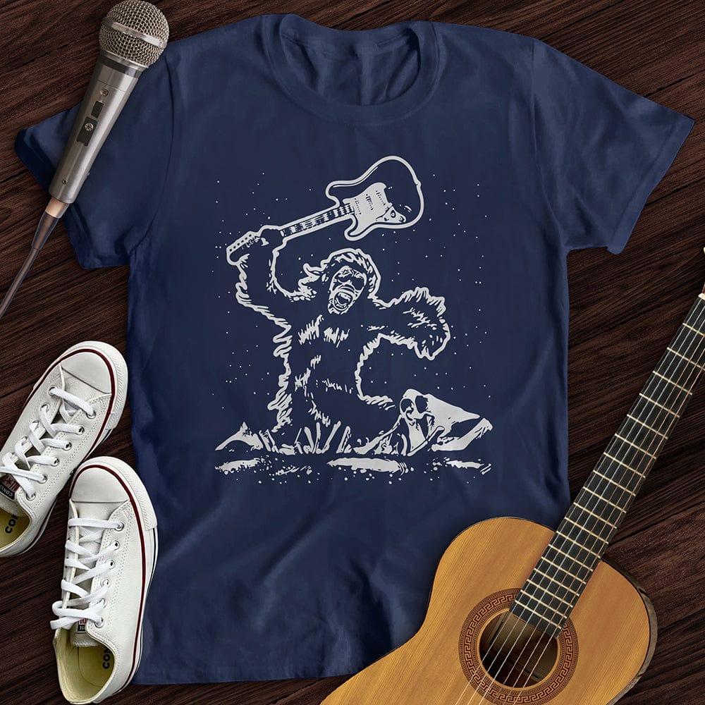 Printify T-Shirt Navy / S Gorilla Guitar T-Shirt