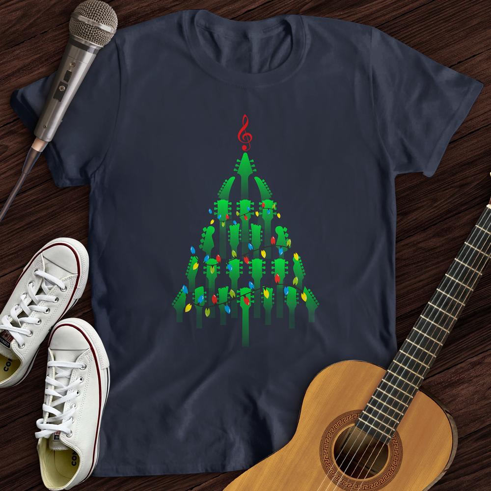 Printify T-Shirt Navy / S Guitar Christmas Tree T-Shirt