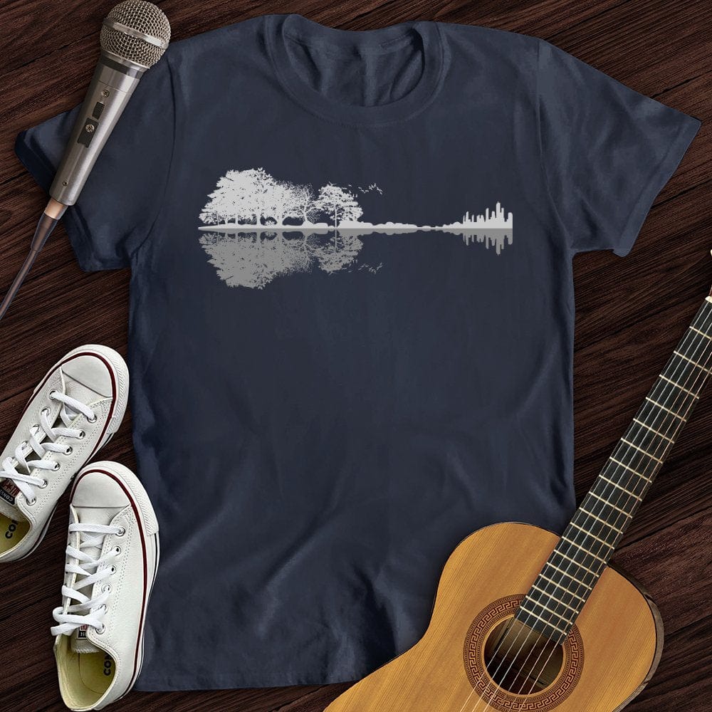 Printify T-Shirt Navy / S Guitar Reflection T-Shirt