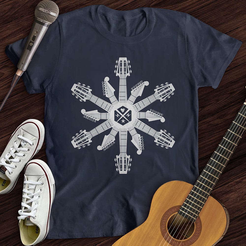 Printify T-Shirt Navy / S Guitar Snowflake T-Shirt