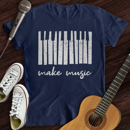 Printify T-Shirt Navy / S Make Music Piano T-Shirt