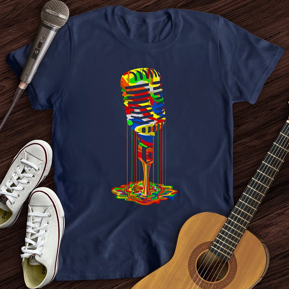 Printify T-Shirt Navy / S Melting Microphone T-Shirt