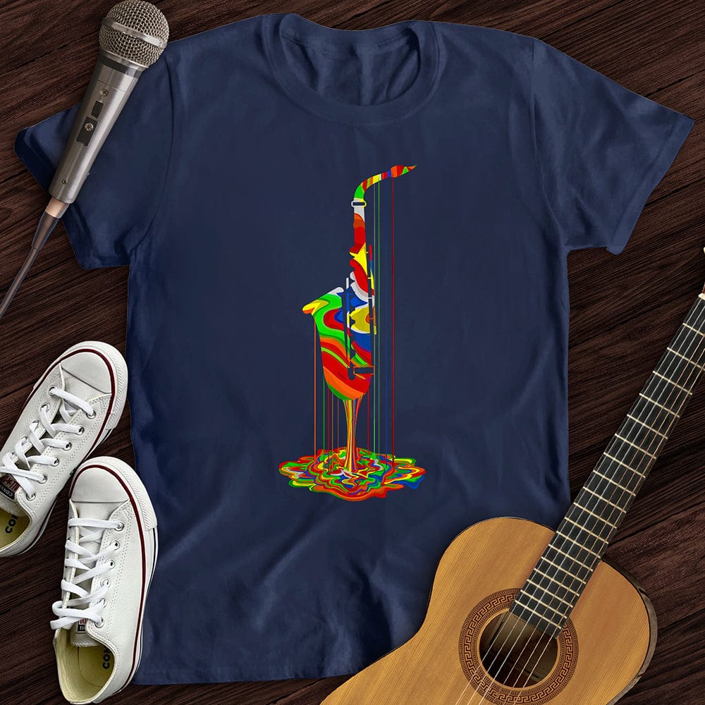 Printify T-Shirt Navy / S Melting Saxophone T-Shirt
