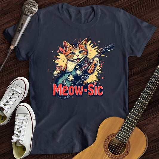 Printify T-Shirt Navy / S Meow-sic T-Shirt