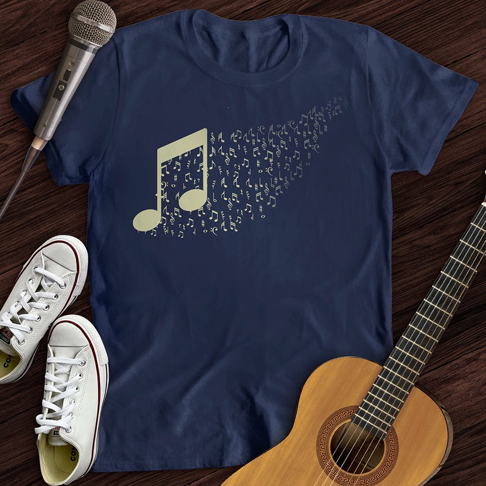 Printify T-Shirt Navy / S Music Note Floating Away T-Shirt