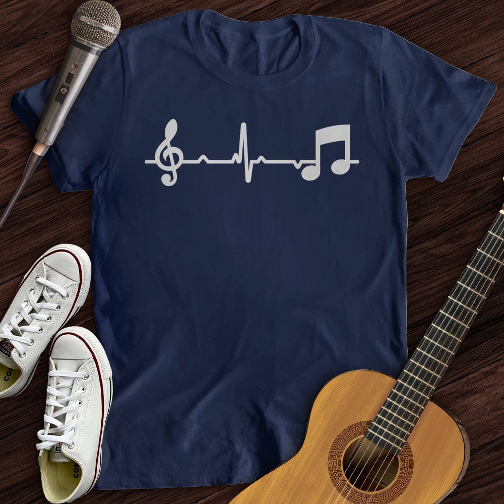 Printify T-Shirt Navy / S Music Note Heartbeat T-Shirt