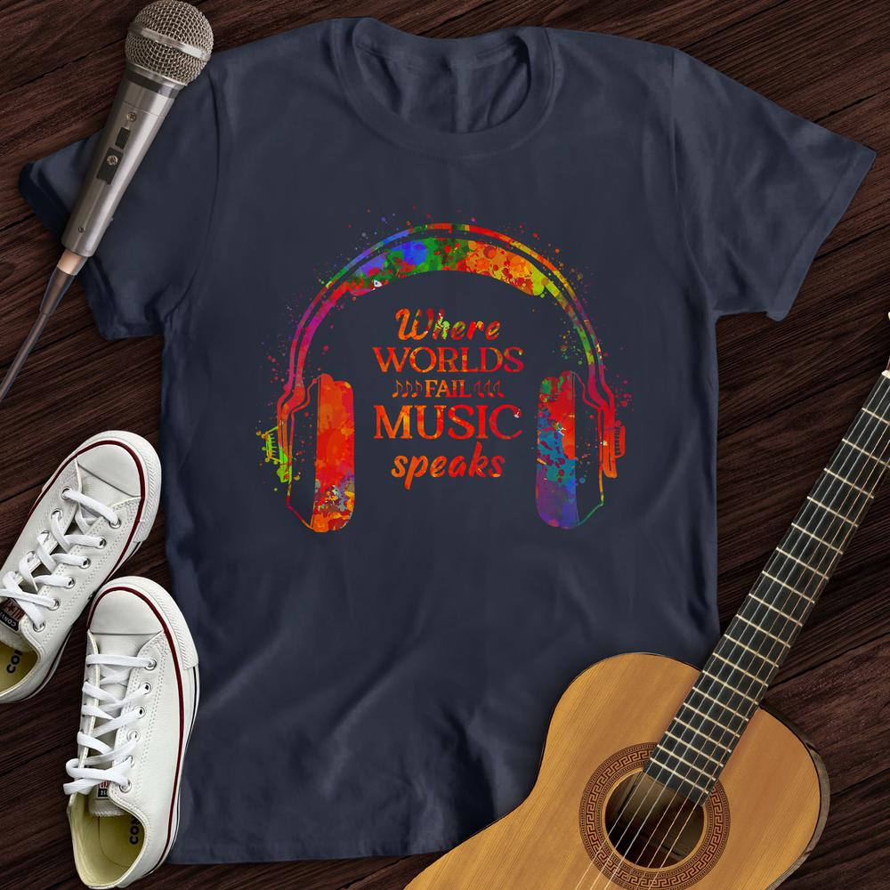 Printify T-Shirt Navy / S Music Speaks T-Shirt