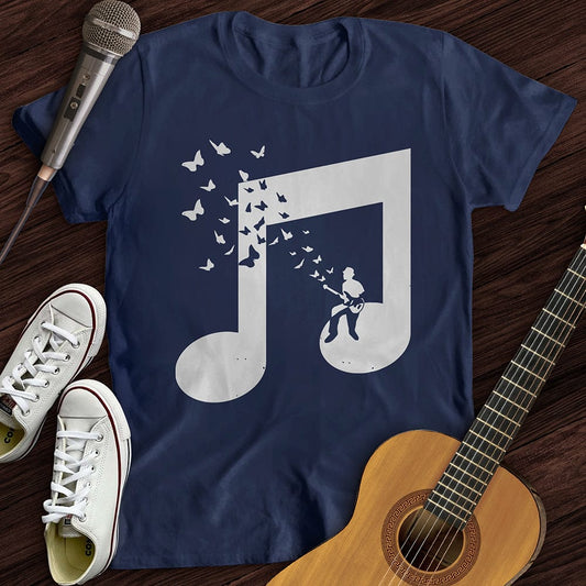 Printify T-Shirt Navy / S Musical Butterfly Guitar T-Shirt