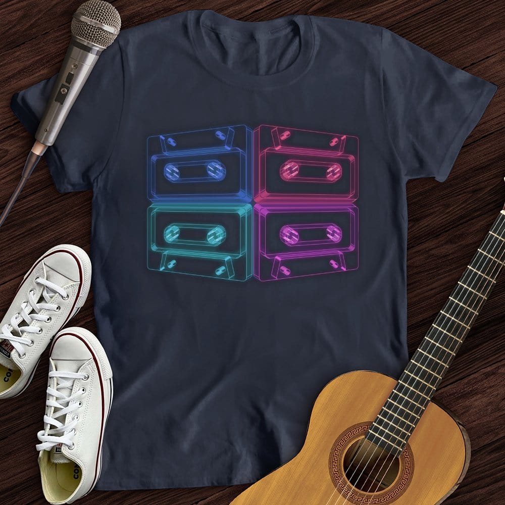 Printify T-Shirt Navy / S Neon Tapes T-Shirt