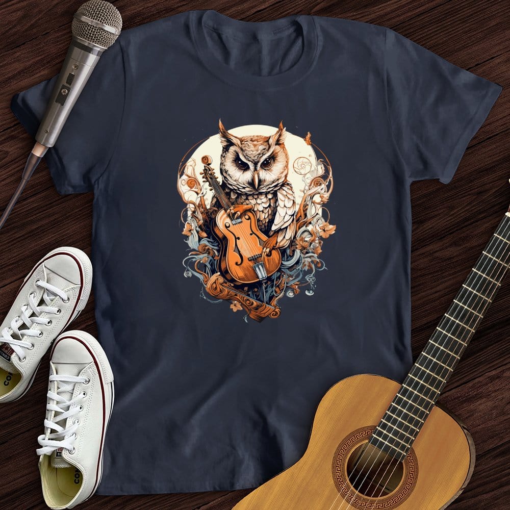 Printify T-Shirt Navy / S Owl Violin T-Shirt