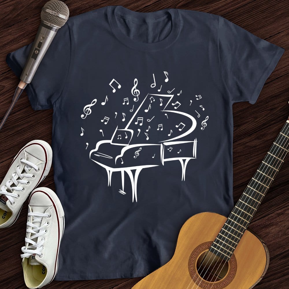 Printify T-Shirt Navy / S Piano Made Of Notes T-Shirt