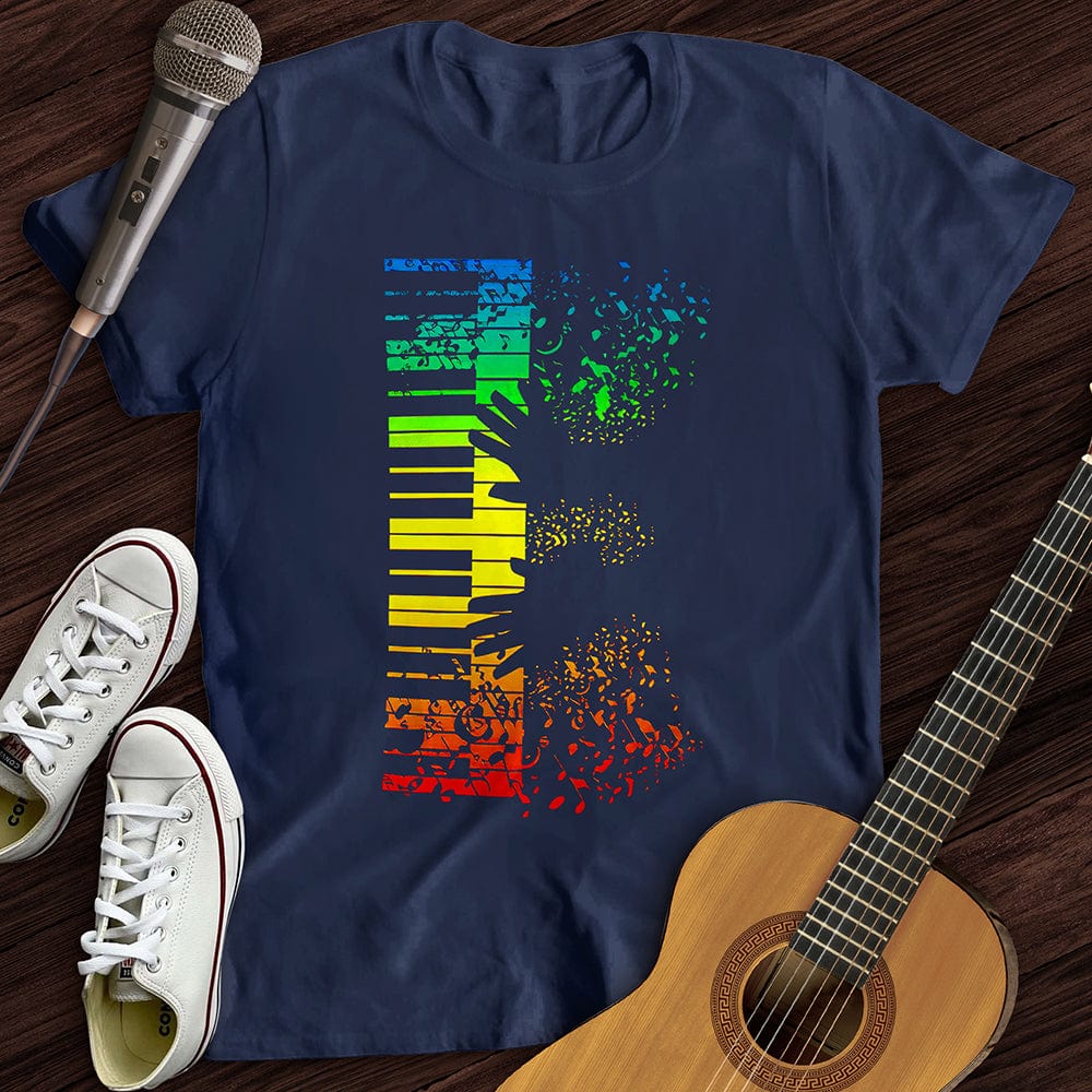 Printify T-Shirt Navy / S Piano Man T-Shirt