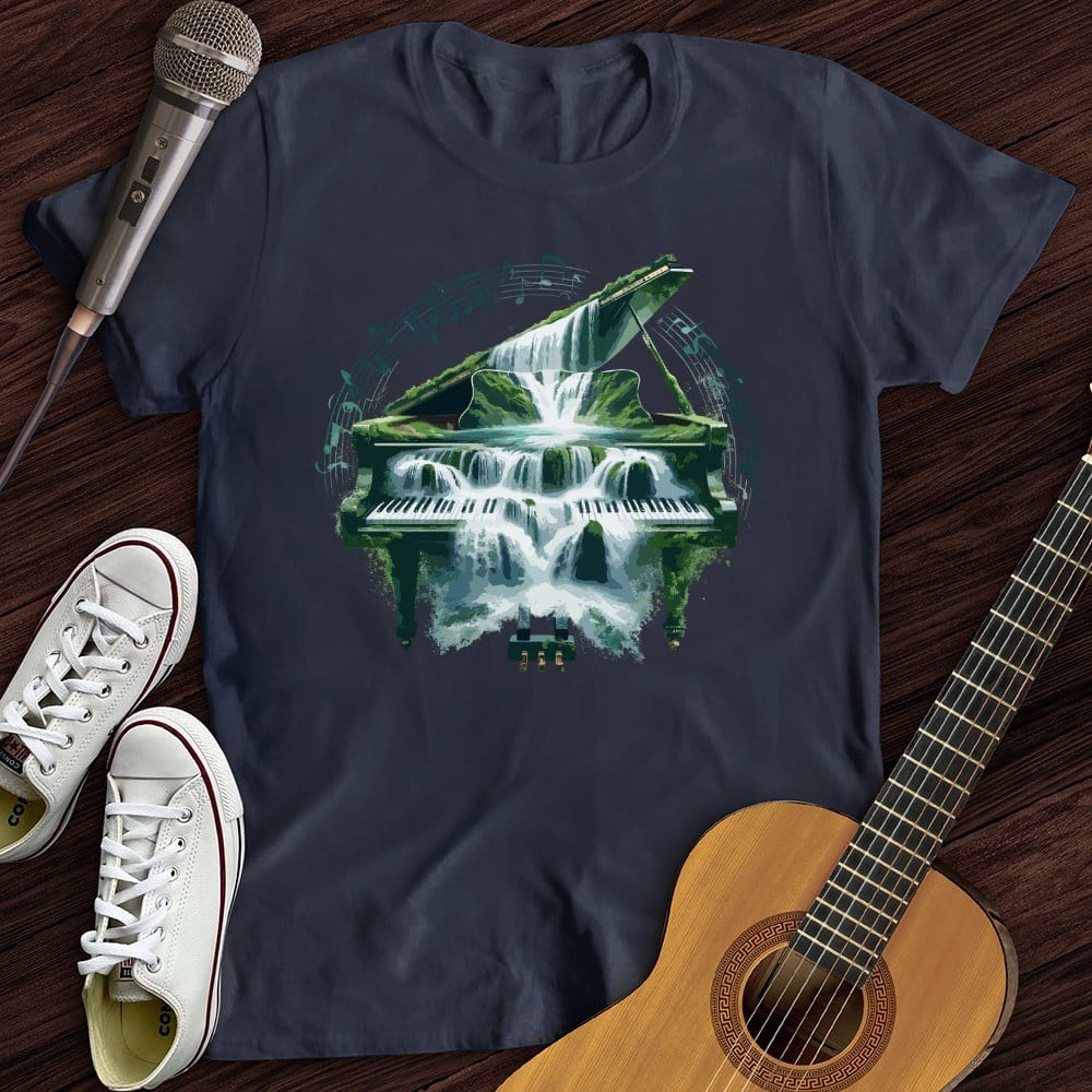 Printify T-Shirt Navy / S Piano Waterfall T-Shirt