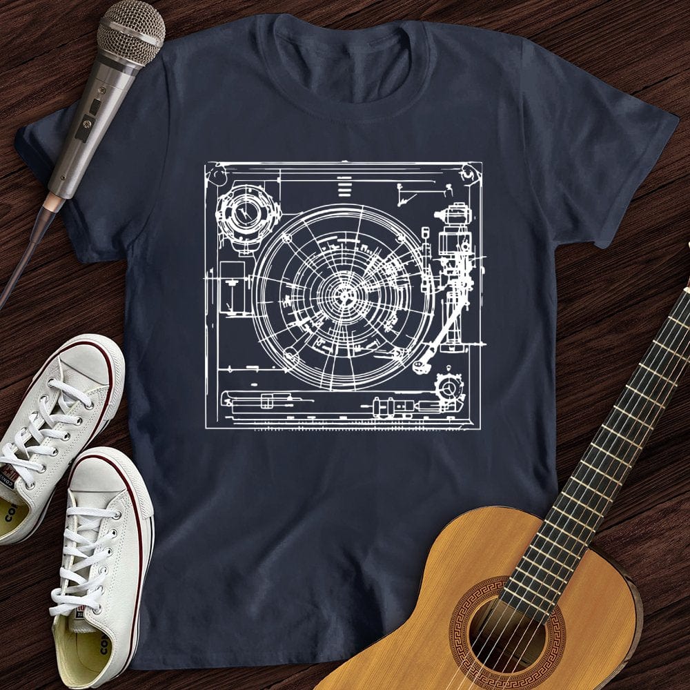Printify T-Shirt Navy / S Record Player T-Shirt