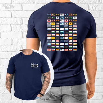 Printify T-Shirt Navy / S Retro Rainbow Cassette T-Shirt