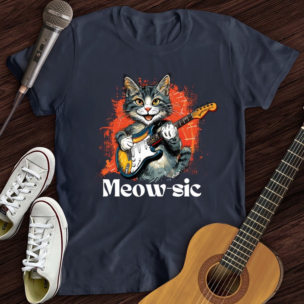 Printify T-Shirt Navy / S Rockin' Cat T-Shirt