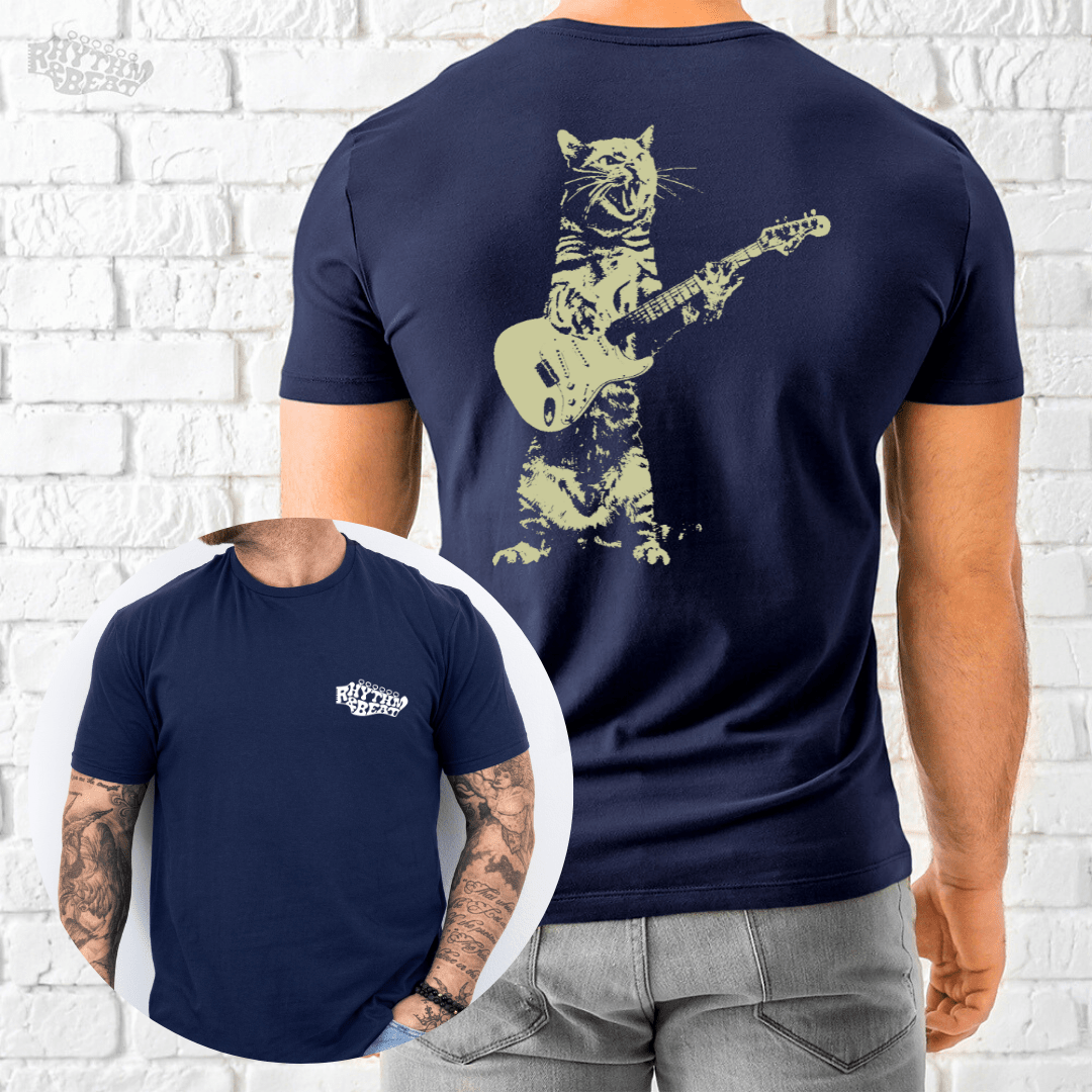Printify T-Shirt Navy / S Rockstar Cat T-Shirt