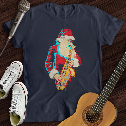 Printify T-Shirt Navy / S Santa Saxophone T-Shirt