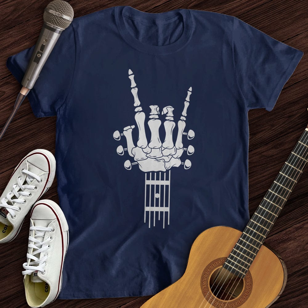 Printify T-Shirt Navy / S Skeleton Guitar T-Shirt