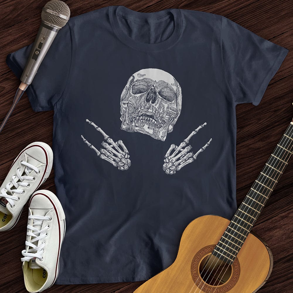 Printify T-Shirt Navy / S Skeleton Rock On T-Shirt