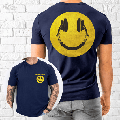 Printify T-Shirt Navy / S Smile Headphones T-Shirt