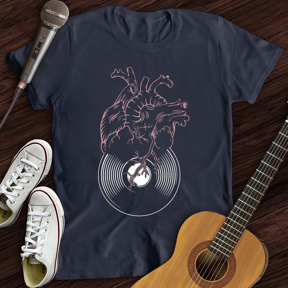 Printify T-Shirt Navy / S Vinyl Heart T-Shirt