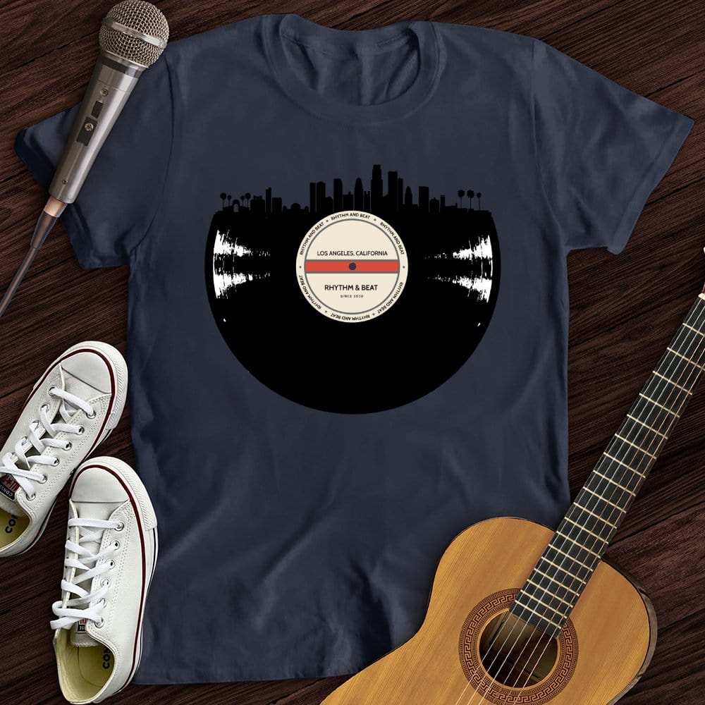 Printify T-Shirt Navy / S Vinyl Skyline Los Angeles T-Shirt