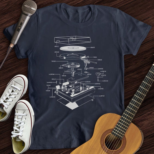 Printify T-Shirt Navy / S Vinyl Turntable Diagram T-Shirt