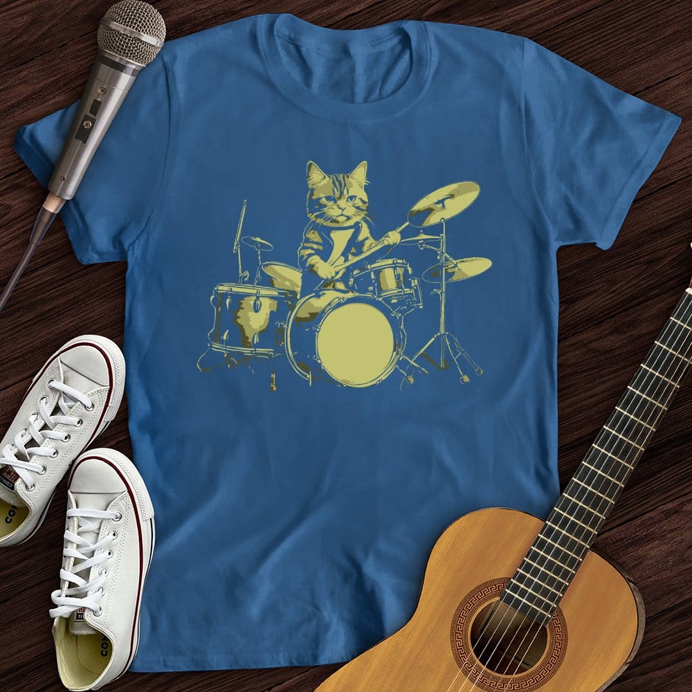 Printify T-Shirt Royal / S Cat Drums T-Shirt