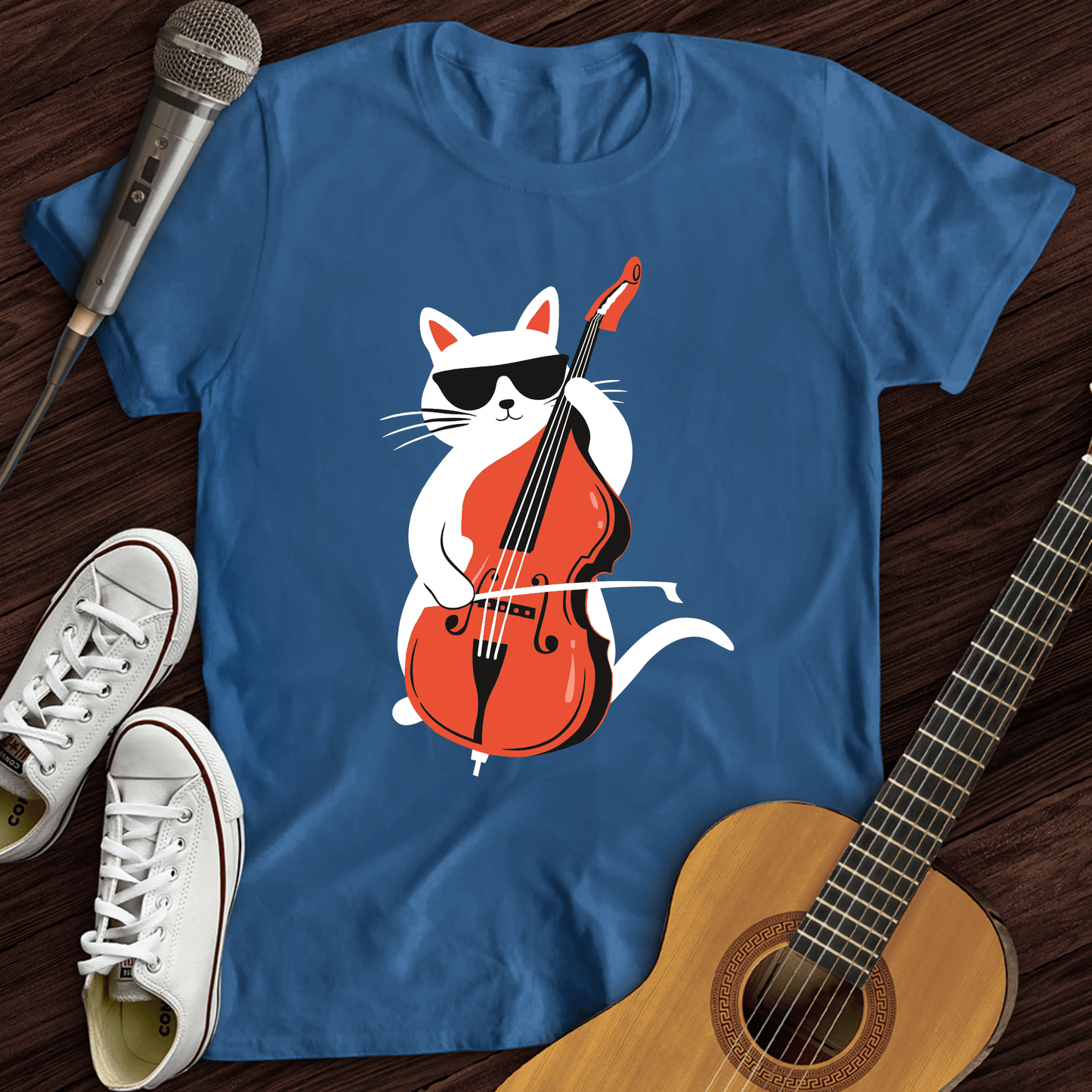 Printify T-Shirt Royal / S Cat Playing Cello T-Shirt