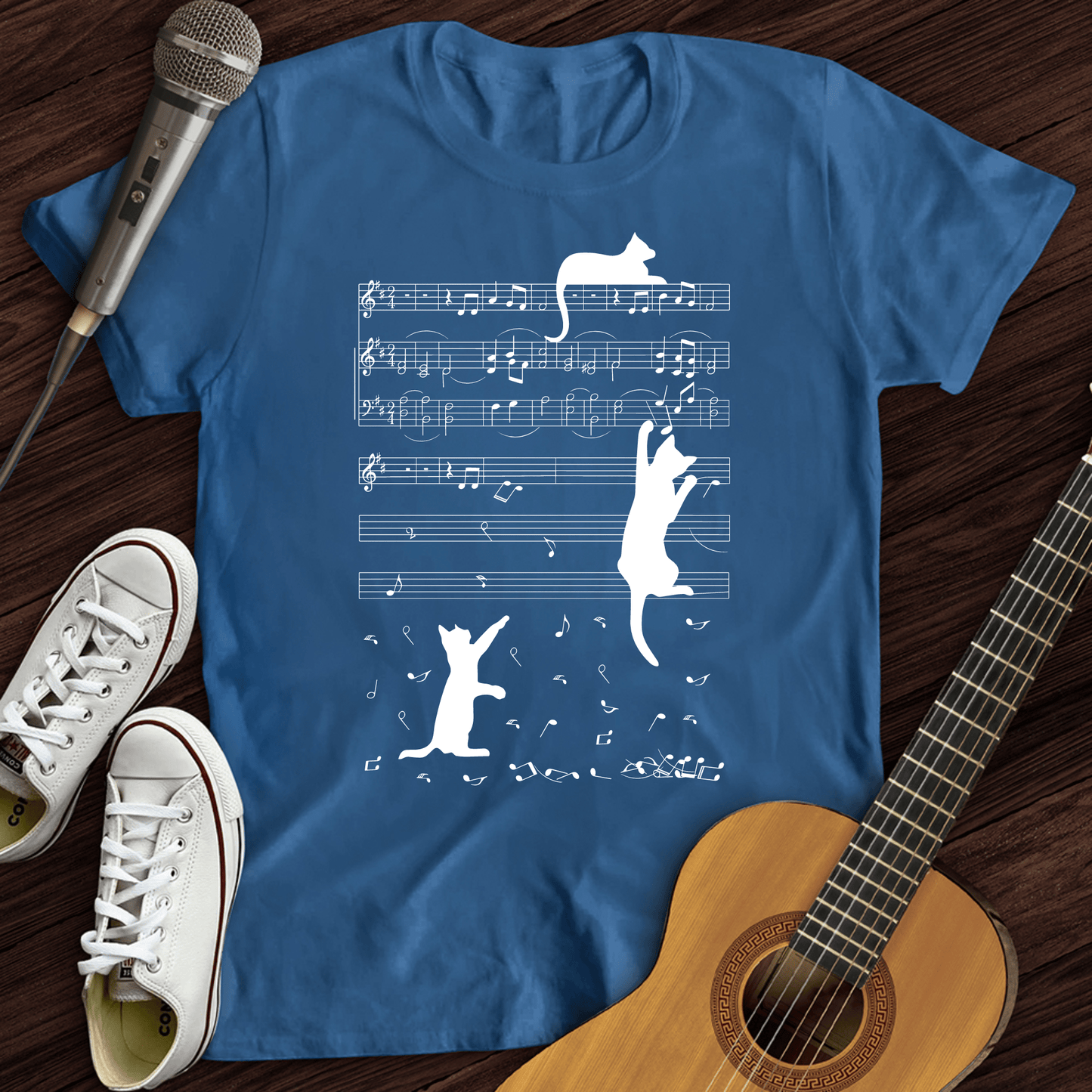 Printify T-Shirt Royal / S Climbing Cat On Musical Note T-Shirt