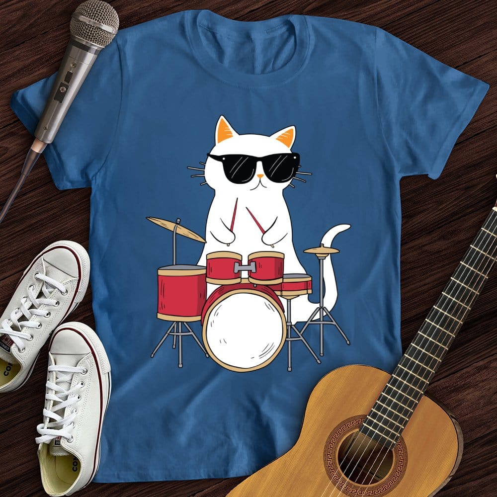 Printify T-Shirt Royal / S Drummer Cat T-Shirt