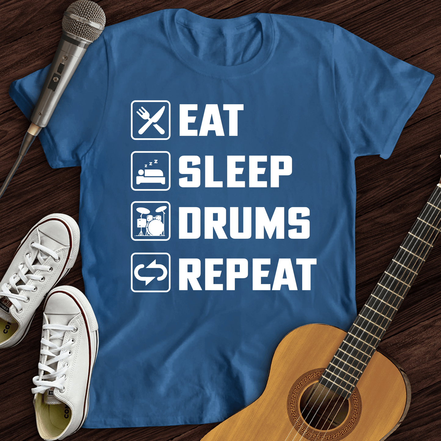 Printify T-Shirt Royal / S Eat, Sleep, Drums, Repeat T-Shirt