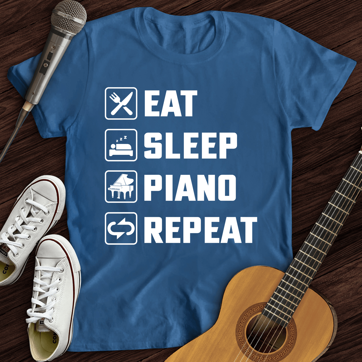 Printify T-Shirt Royal / S Eat, Sleep, Piano, Repeat T-Shirt