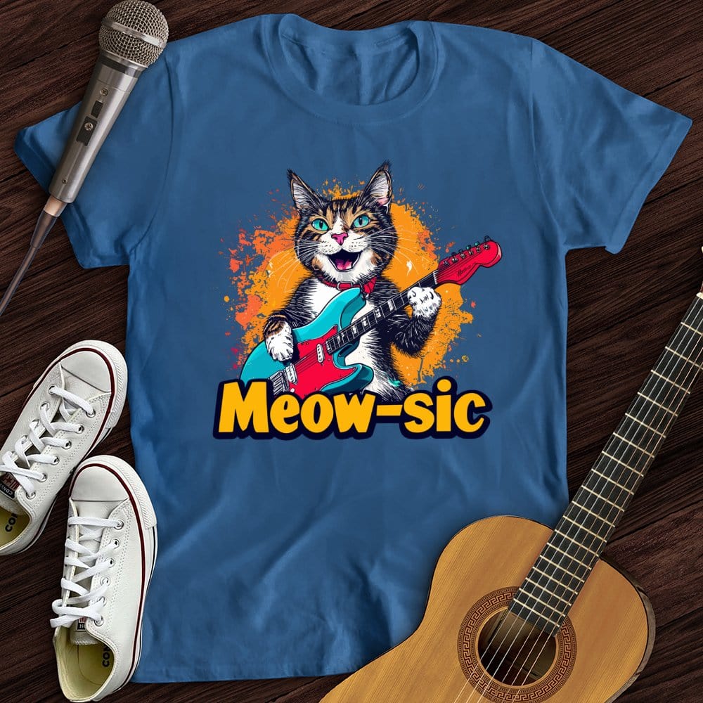 Printify T-Shirt Royal / S Music Meow T-Shirt