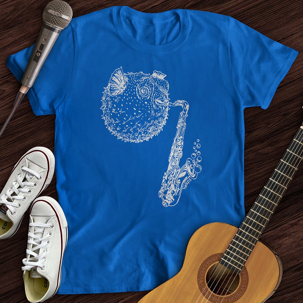 Printify T-Shirt Royal / S Puffer Fish Saxophone T-Shirt