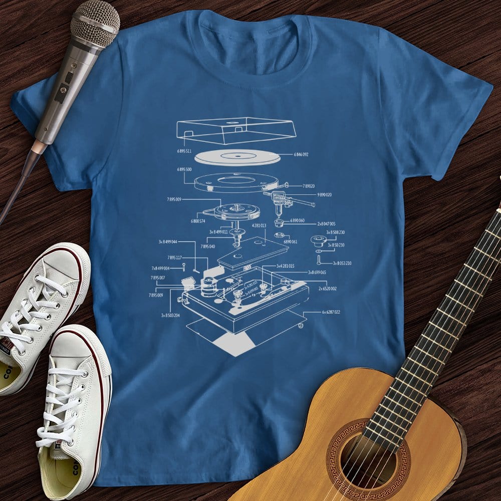 Printify T-Shirt Royal / S Vinyl Turntable Diagram T-Shirt