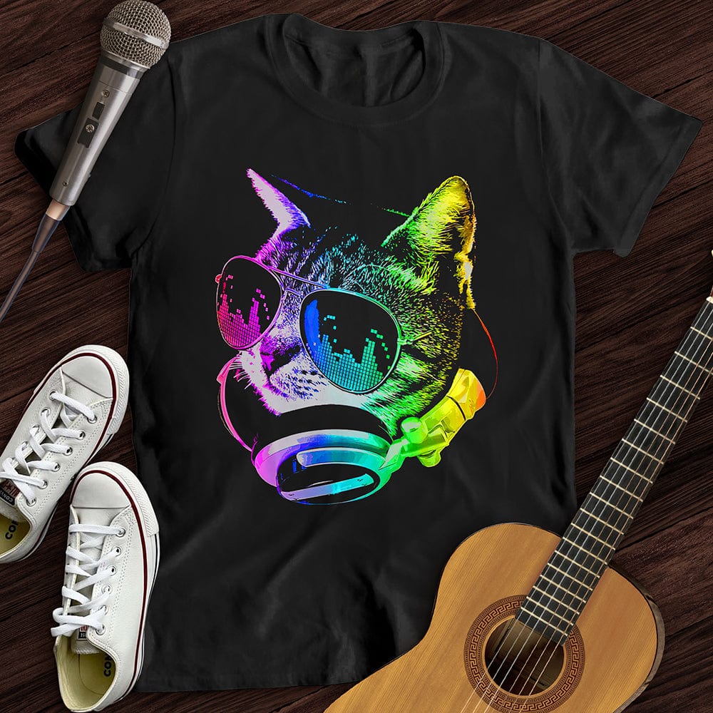 Printify T-Shirt S / Black Disco Cat T-Shirt