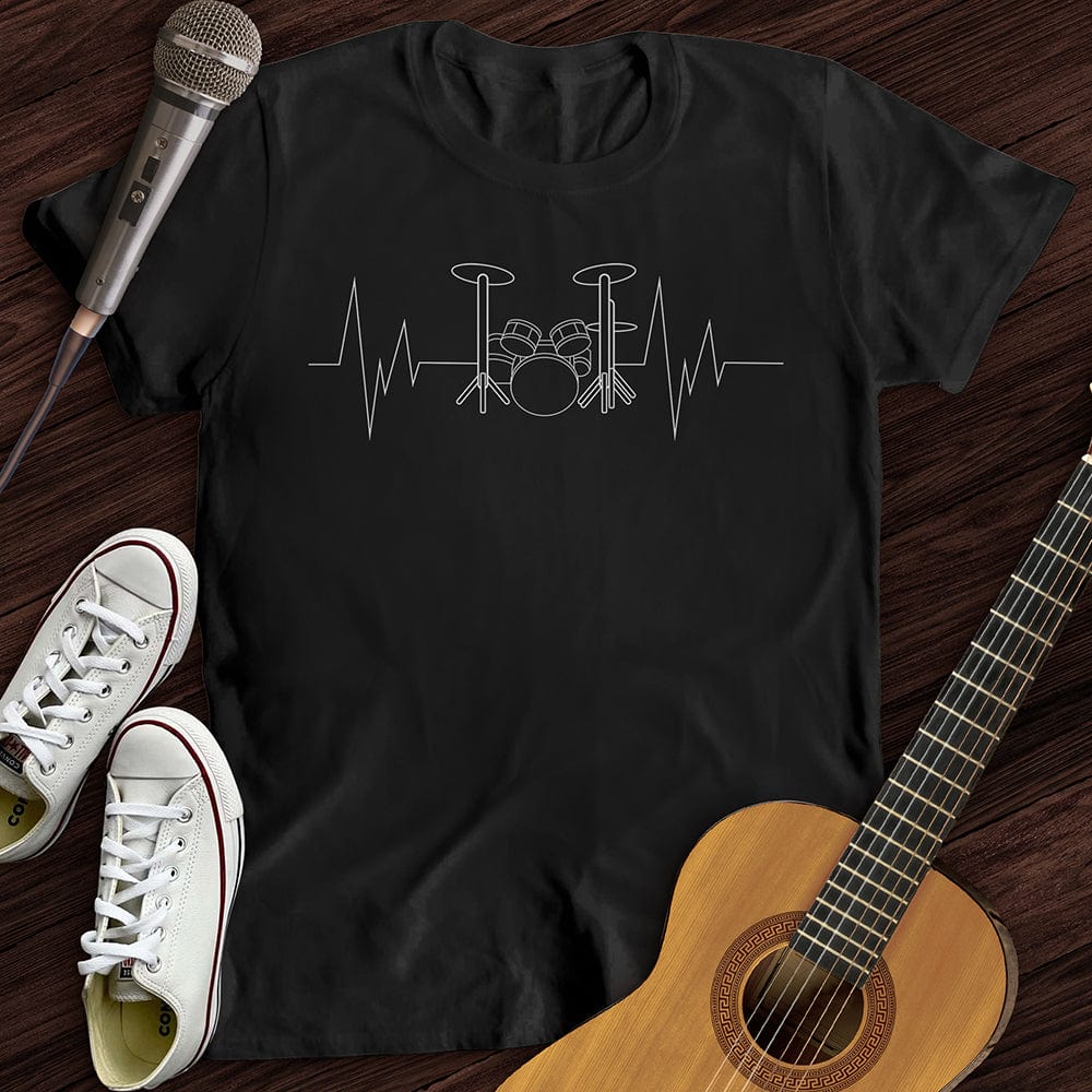 Printify T-Shirt S / Black Drummer Heartbeat T-Shirt