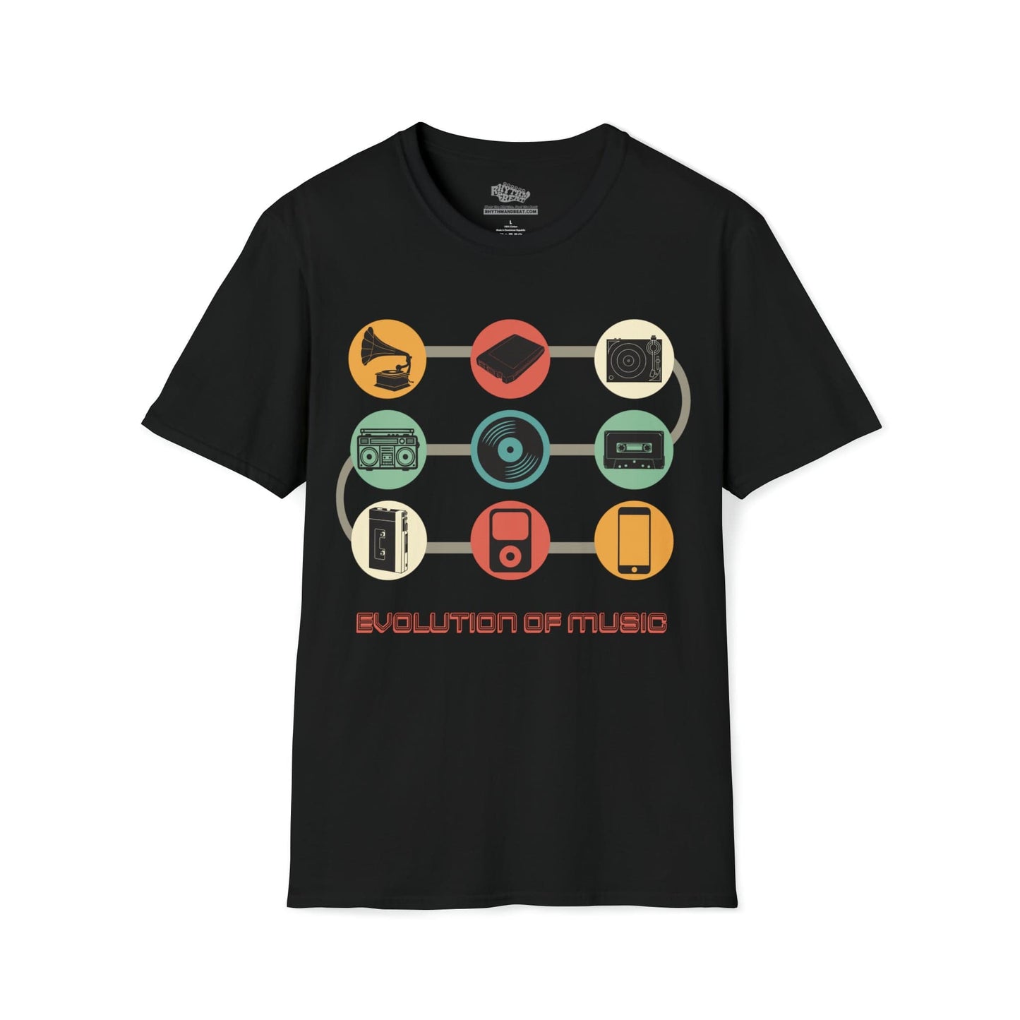 Printify T-Shirt S / Black Evolution of Music T-Shirt